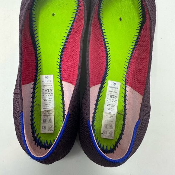 Rothy’s Retired Berry Lattice Stitch Point Flats Size 9.5 Casual Shoes Work - Picture 12 of 13